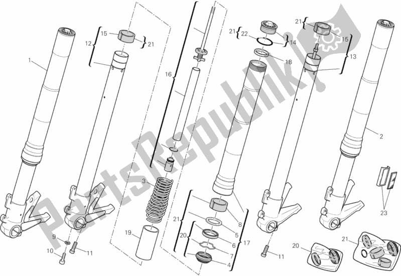 Toutes les pièces pour le Fourche Avant du Ducati Monster 696 USA Anniversary 2013